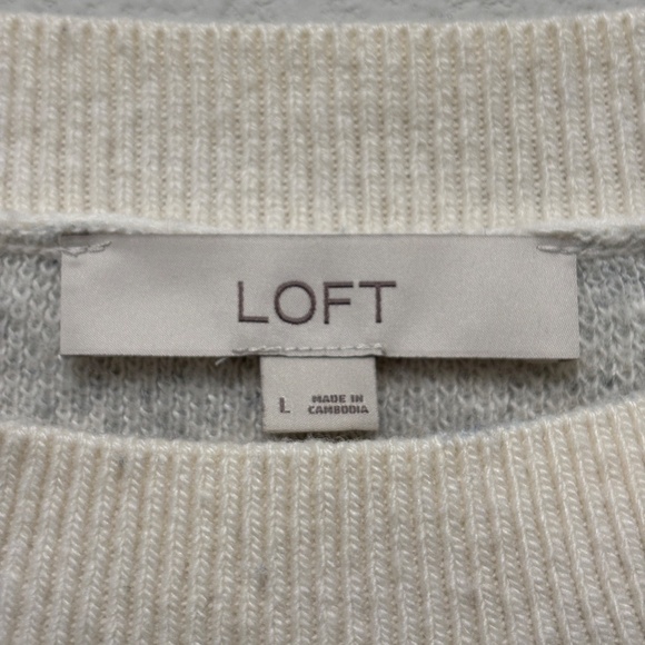 LOFT Wool-blend Boatneck Zebra Print Sweater - Gray & White, L - Picture 3 of 7